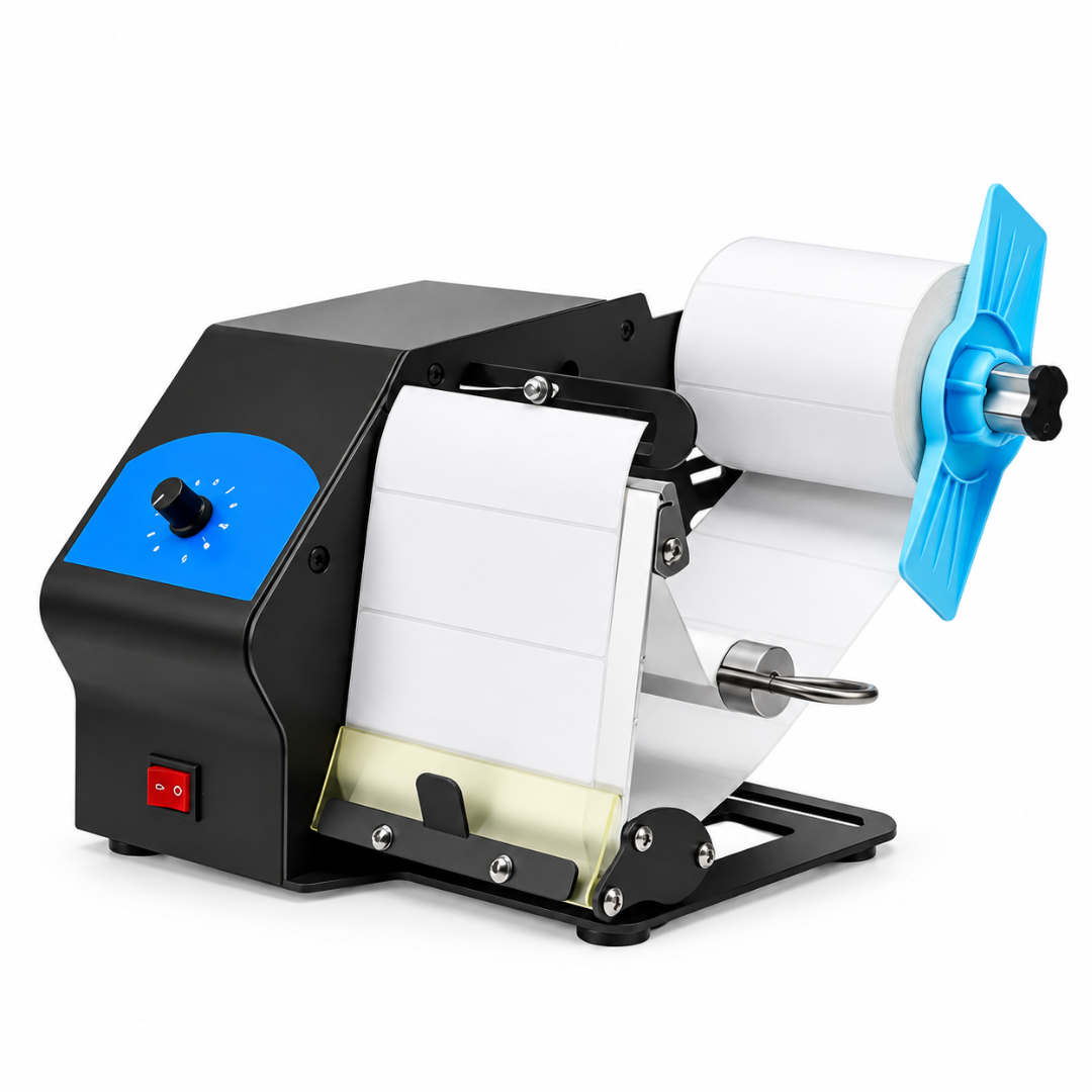 Automatic Label Peeler Electric Label Dispenser Adjustable Speed Barcode Shipping Packaging Labels Fiber Optic Rear 22.1×17.9×17cm