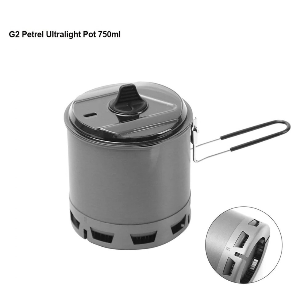 G2 Petrel Ultralight Camping Pot High Efficiency Heat Exchanger Cookware Hiking Travel Outdoor Cooking Pot 750ML