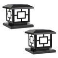 2 Pack Solar LED Outdoor Landscape Pillar Lamps Waterproof Garden Lights Classical Style Remote Control Type B 20×20×18cm