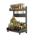 30CM 2 Tier Spice Rack Adjustable Kitchen Countertop Organizer Metal Shelf Cabinet Storage Stand Black 30 × 16 × 39cm