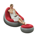 Inflatable Lazy Sofa Chair Red PVC Flocking Foldable Outdoor Lounge