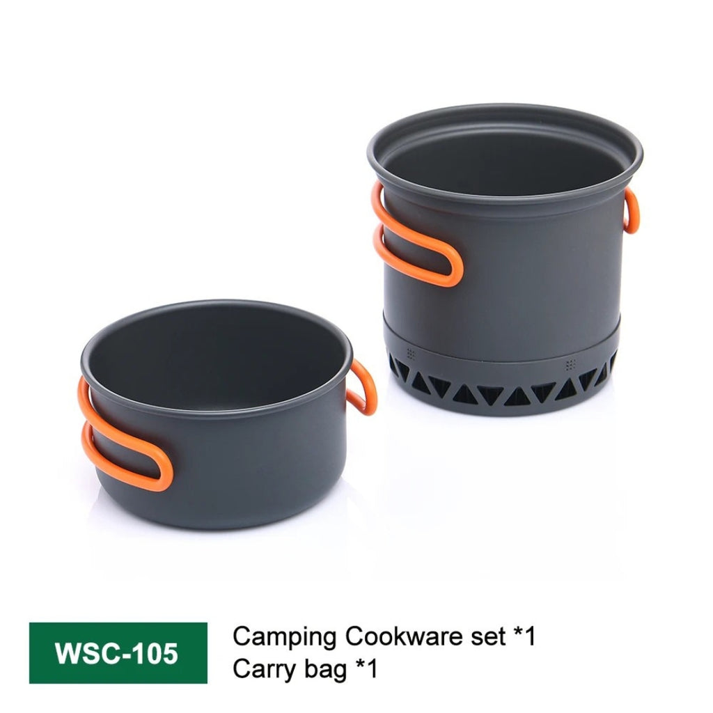 Outdoor Camping Cookware Pot Set 1.3L 2.3L Cooking Kettle Heat Cooker Travel Tableware Kitchen Gear Dark Grey