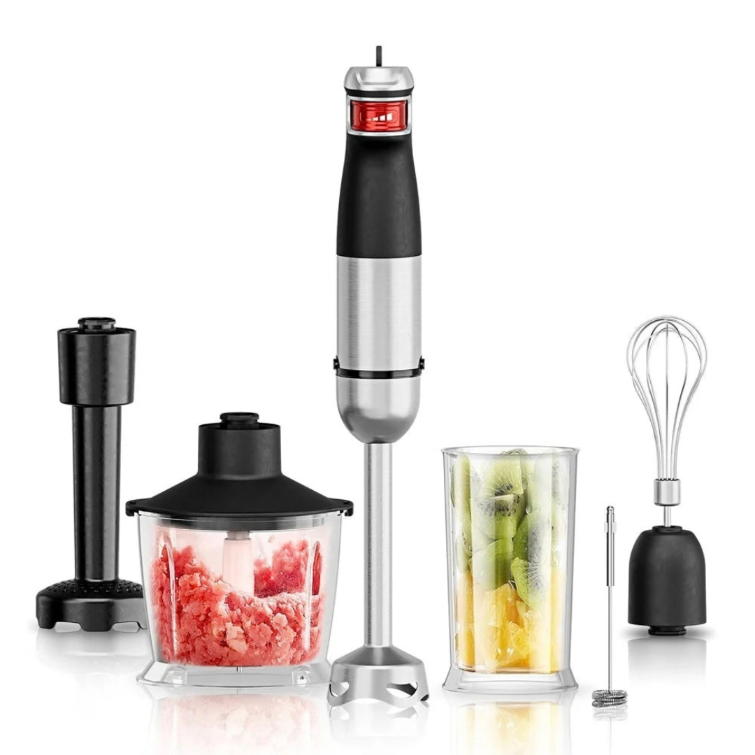 1500W 6-in-1 Handheld Stick Blender Immersion Mixer Stainless Steel Blades Electric Kitchen Food Processor Black AU Plug