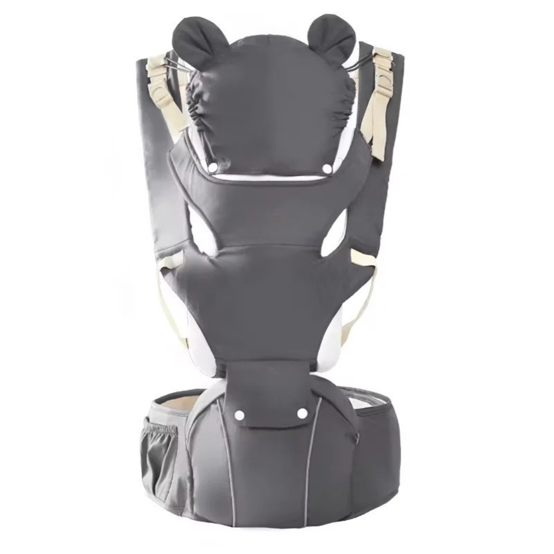 3 in 1 Baby Hipseat Carrier Backpack Ergonomic Infant Toddler Carrier 0-36M Windproof Winter Hat Luminous Strips Gray 65cm