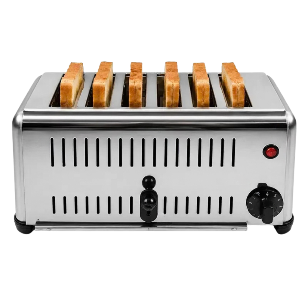 Commercial Electric Bread Toaster 1500W Stainless Steel 6 Slice Multi Slot Toaster for Hotel Buffet Cafe Restaurant Silver 220V