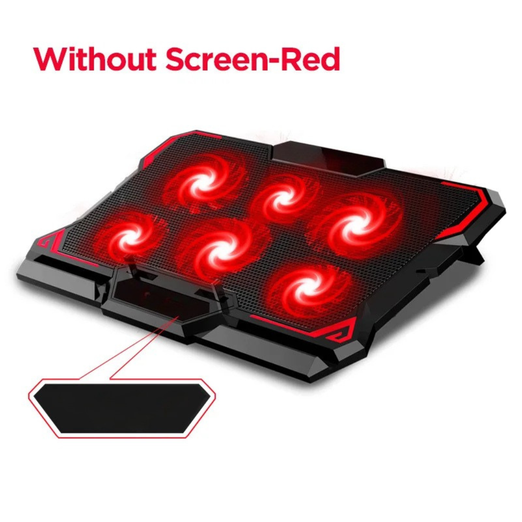 43cm Gaming Laptop Cooling Pad Six Fan 2600RPM Notebook Cooler Stand Two USB Port Laptop Cooling Stand Red Without Screen