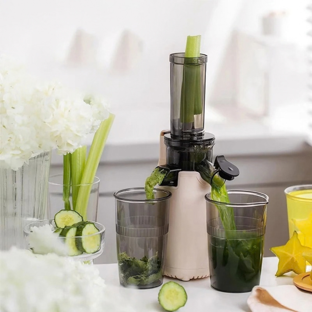 Mini Slow Juicer Automatic Fruit Juice Extractor Multifunctional Residue Separation Household Juicer Machine White AU