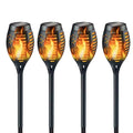4Pcs Solar Flame Torch Lights Flickering Light Waterproof Garden Decoration Outdoor Lawn Path Yard Patio Floor Lamps