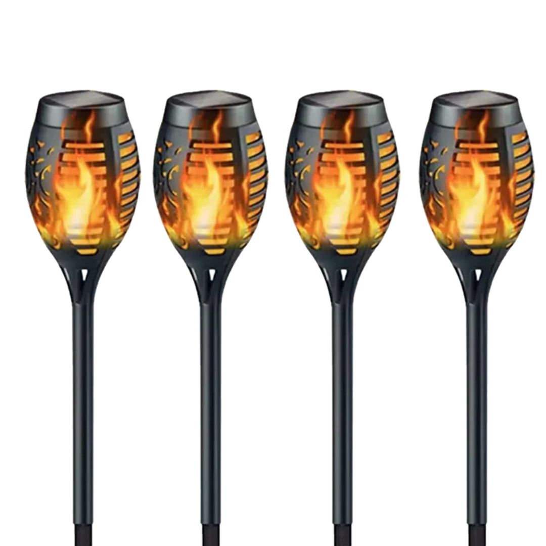 4Pcs Solar Flame Torch Lights Flickering Light Waterproof Garden Decoration Outdoor Lawn Path Yard Patio Floor Lamps