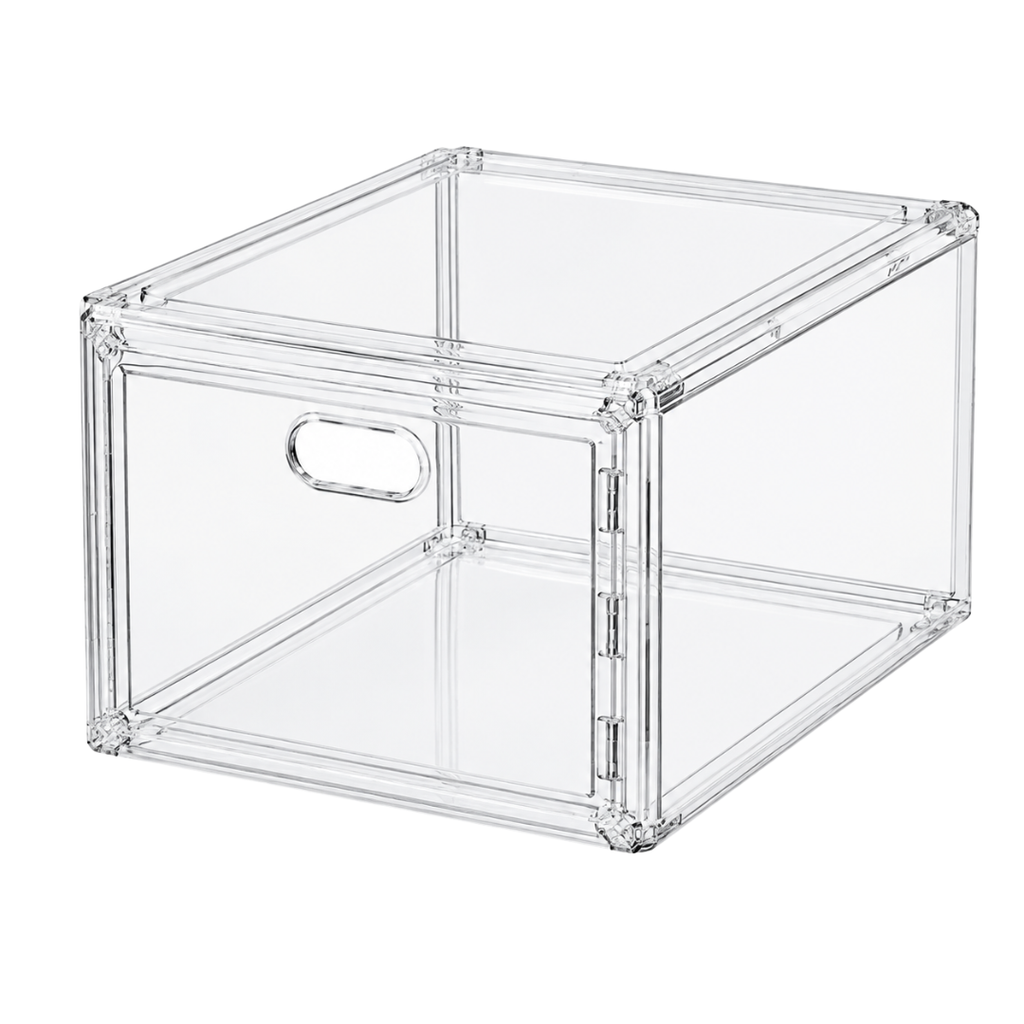 Large Sneaker Organizer Box Thickened Transparent Shoe Storage Box Magnetic Closure Stackable Multi Layer Organizer Front Door 36×27×21cm