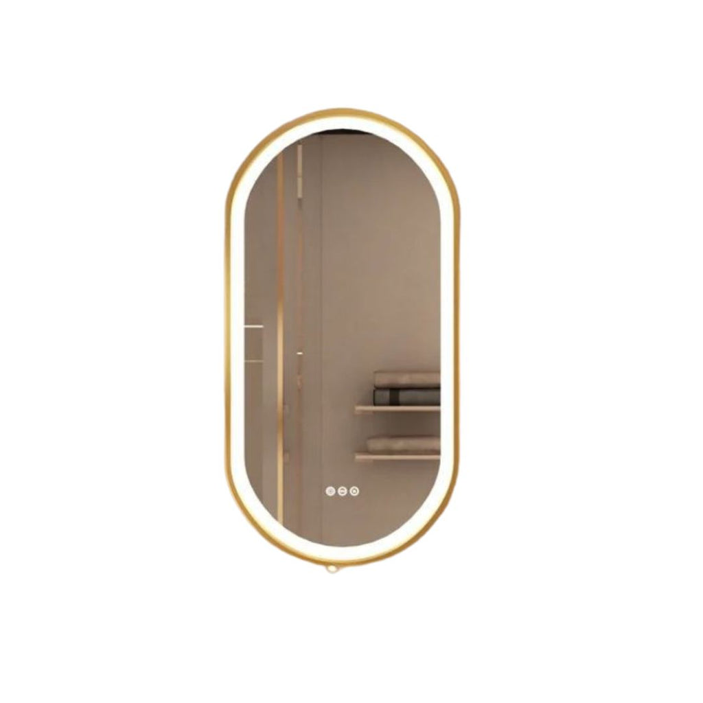LED Bathroom Mirror Round Touch Screen Waterproof Anti Fog Vanity Mirror Wall Mounted for Wash Basin Shower Grooming 120x60cm