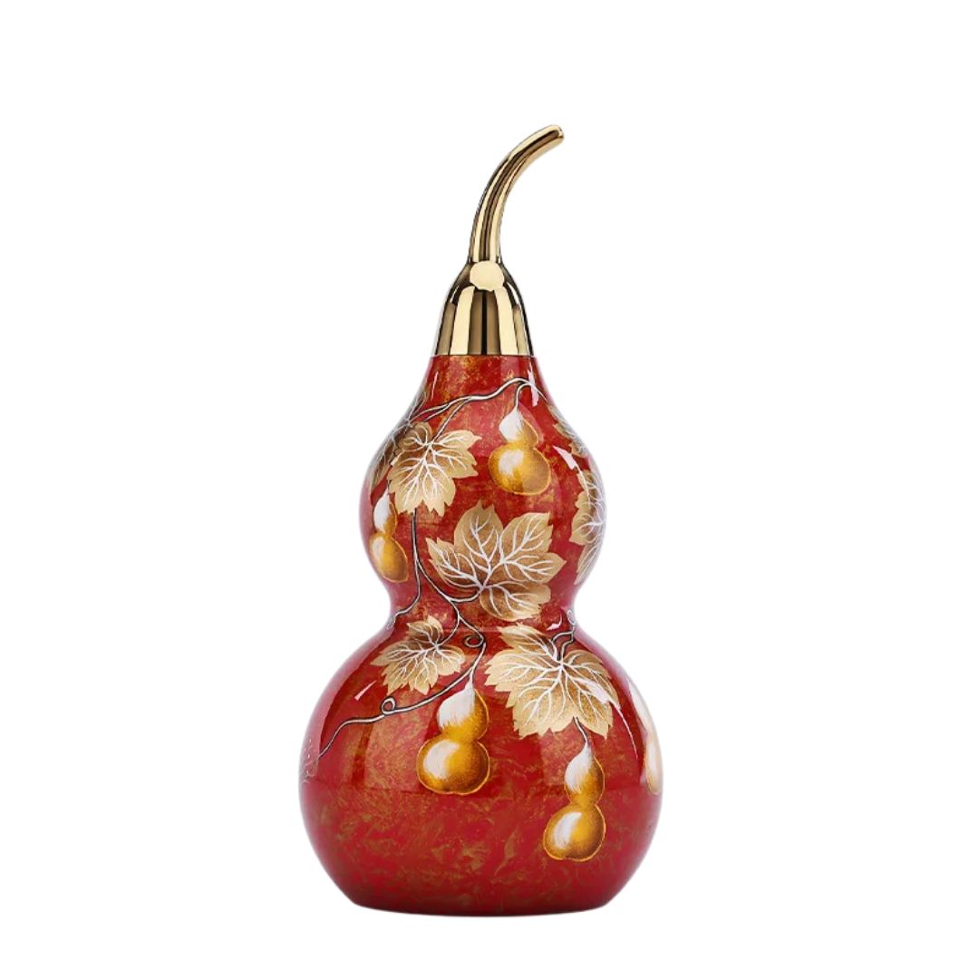 Painted Brass Five Blessings Gourd Ornament Decorative Home Décor Gift Brass Sculpture 12 × 12 × 25.3cm