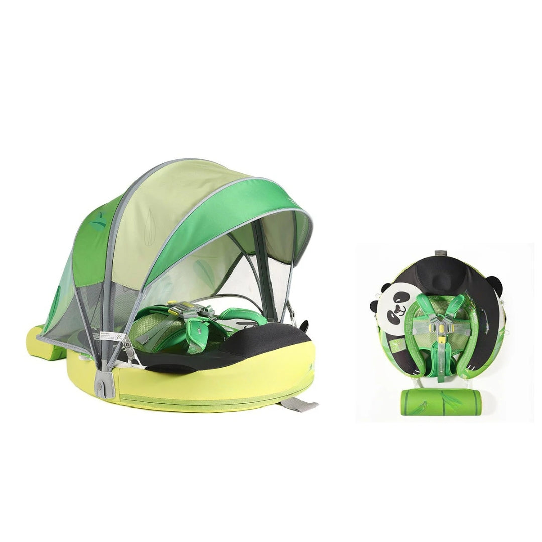 Baby Pool Float with Canopy Infant Swimming Trainer Ring Adjustable Strap Sunshade Float for Boys Girls Panda