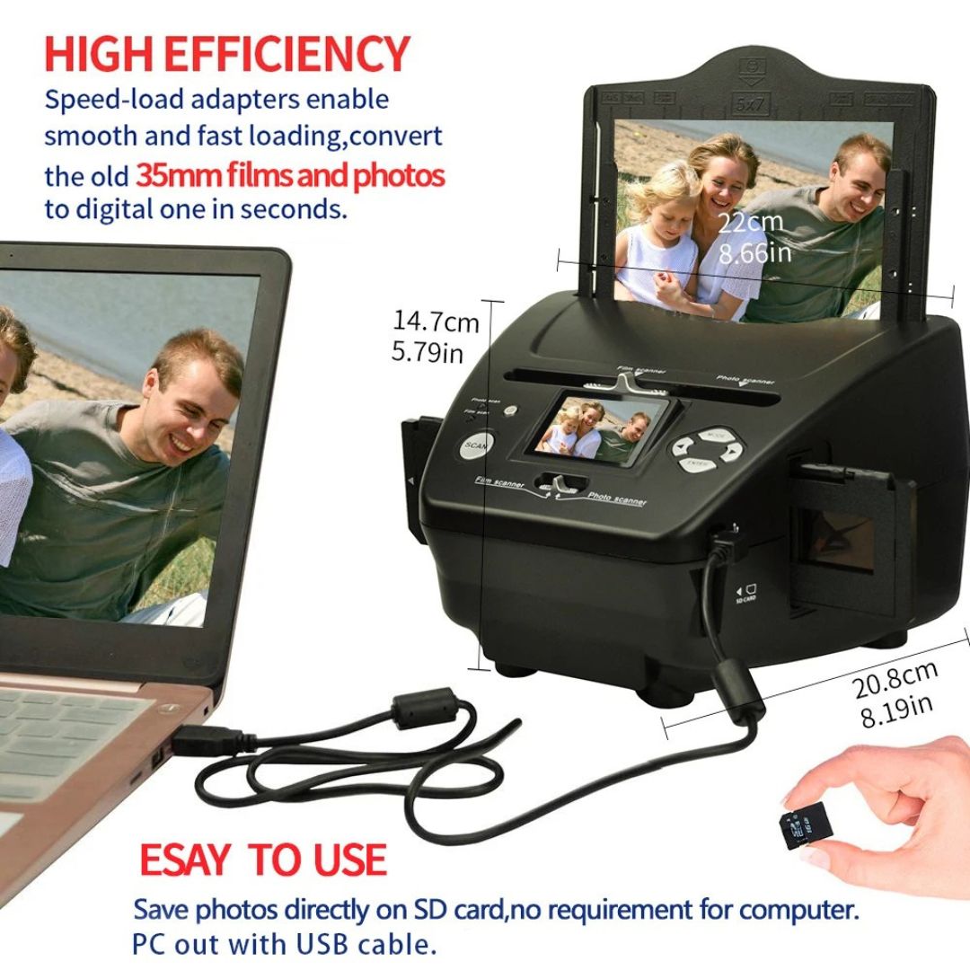 Film Scanner 16MP 4 in 1 Digital Slide and Negative Converter with 6.1cm LCD Screen