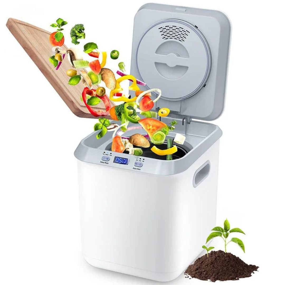 Kitchen Food Waste Disposer and Composting Machine Intelligent Food Waste Dryer AU Plug White 30.2 × 27.4 × 32.7cm