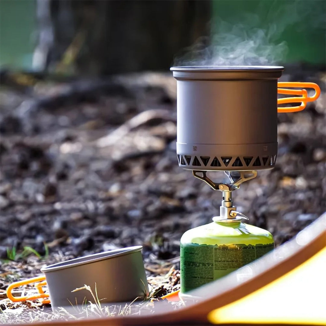 Outdoor Camping Cookware Pot Set 1.3L 2.3L Cooking Kettle Heat Cooker Travel Tableware Kitchen Gear Dark Grey