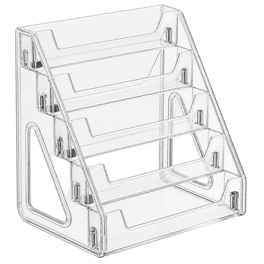 5 Tier Transparent Desktop Card Display Rack Greeting Card Organizer Storage Stand for Gift Shop Flower Shop 30.5 × 21.5 × 33cm