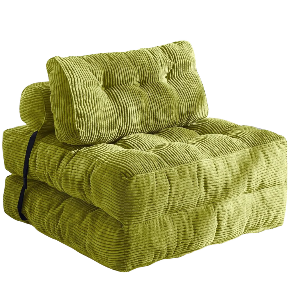 Folding Sofa Bed Green 85 x 190 cm Convertible Sleeper Chair with Pillow and Foldable Mattress