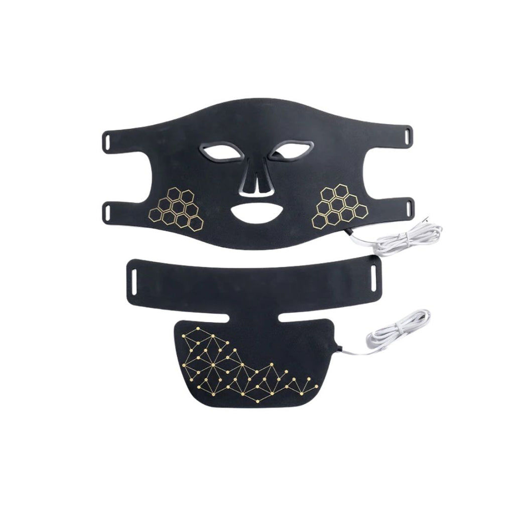 Hello Face Rechargeable LED Red Light Therapy Face & Neck Mask 2-in-1 Infrared Skincare Device Black