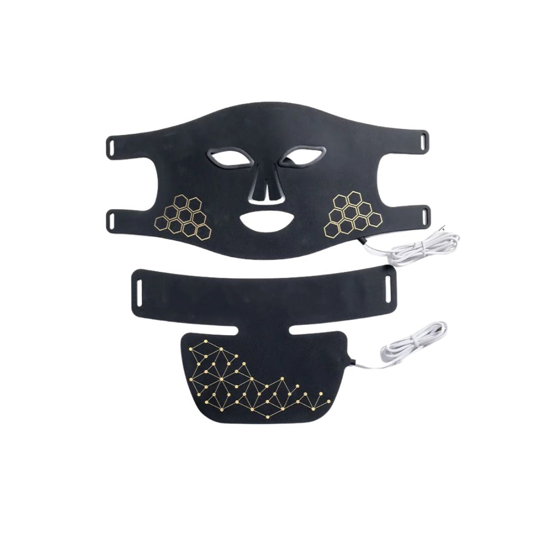 Hello Face Rechargeable LED Red Light Therapy Face & Neck Mask 2-in-1 Infrared Skincare Device Black
