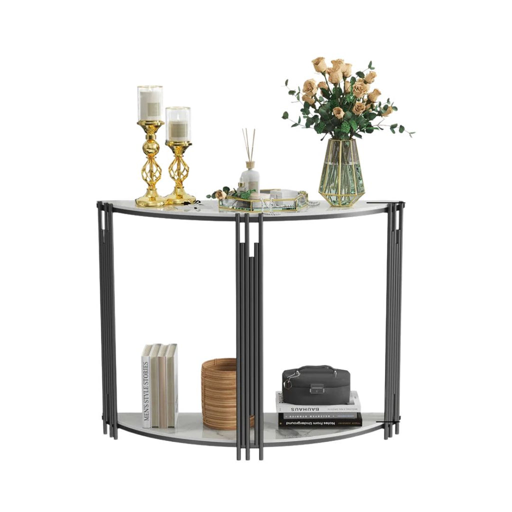 Console Table Half Moon Sintered Stone Entryway Hall Table 100x30x78cm