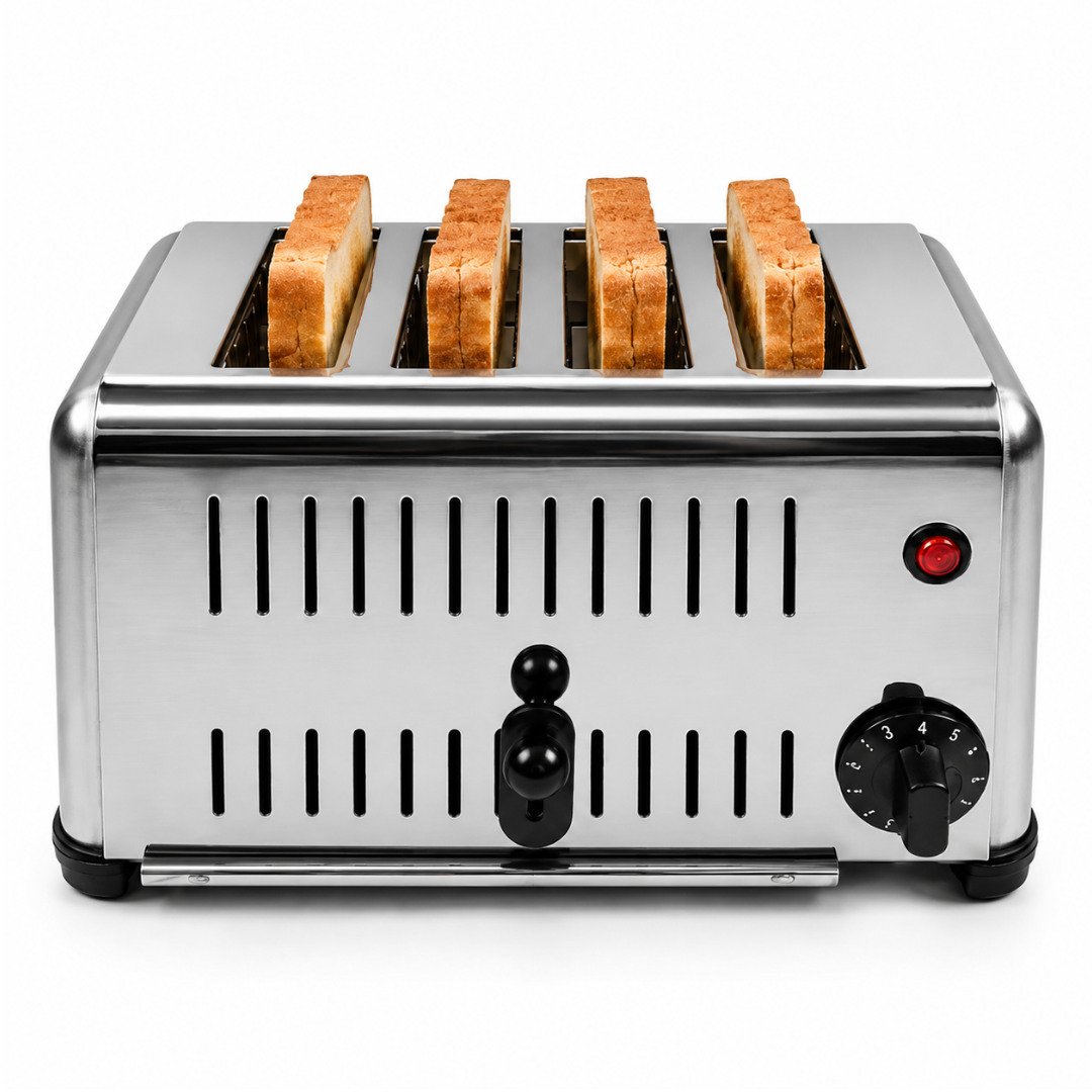 Commercial Electric Bread Toaster 1500W Stainless Steel 4 Slice Multi Slot Toaster for Hotel Buffet Cafe Restaurant Silver 220V