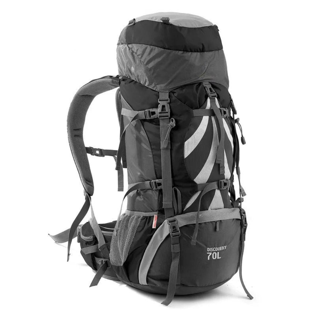 70L Hiking Backpack Large Capacity Outdoor Camping Travel Climbing Rucksack Black 75x33x27cm Water Resistant
