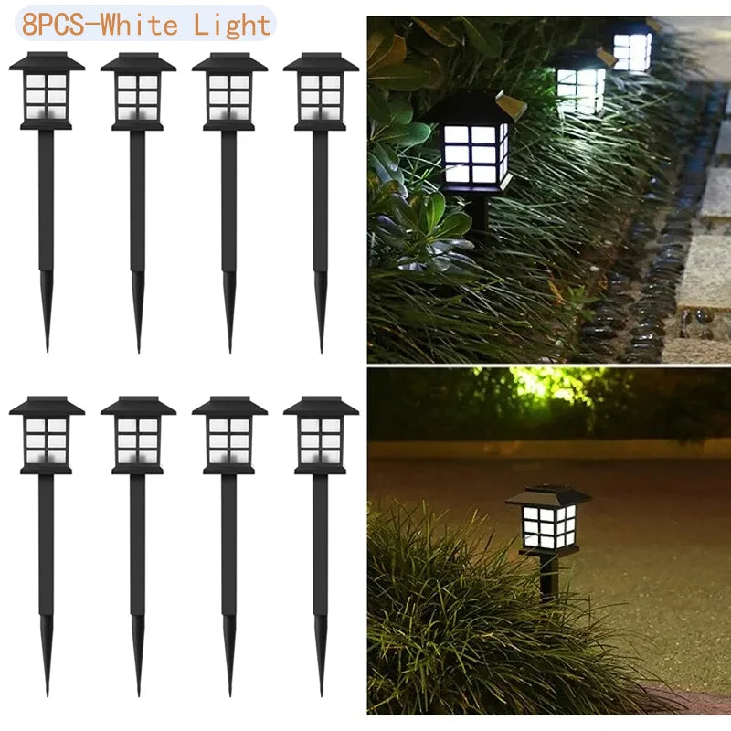 Solar Pathway Lights 8 Pack Waterproof LED Garden Lawn Lights for Walkway Driveway Patio Landscape White Light