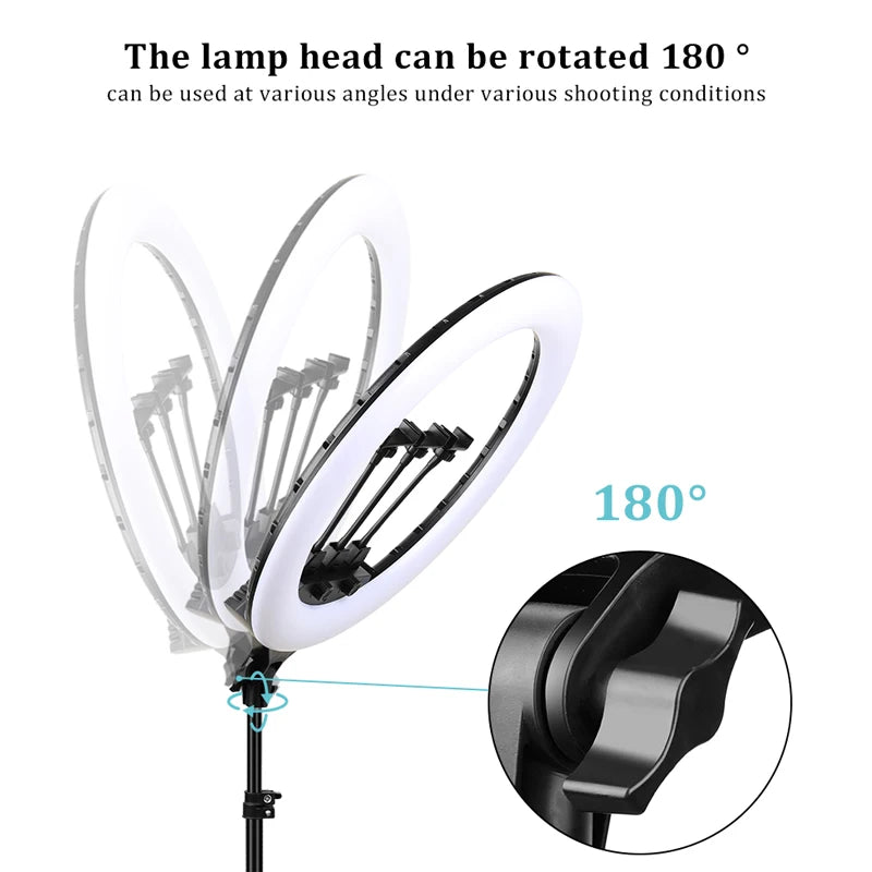LED Ring Light 55cm Dimmable 3200-6500K Studio Lighting for Makeup Photography Video with 2m Power Cable