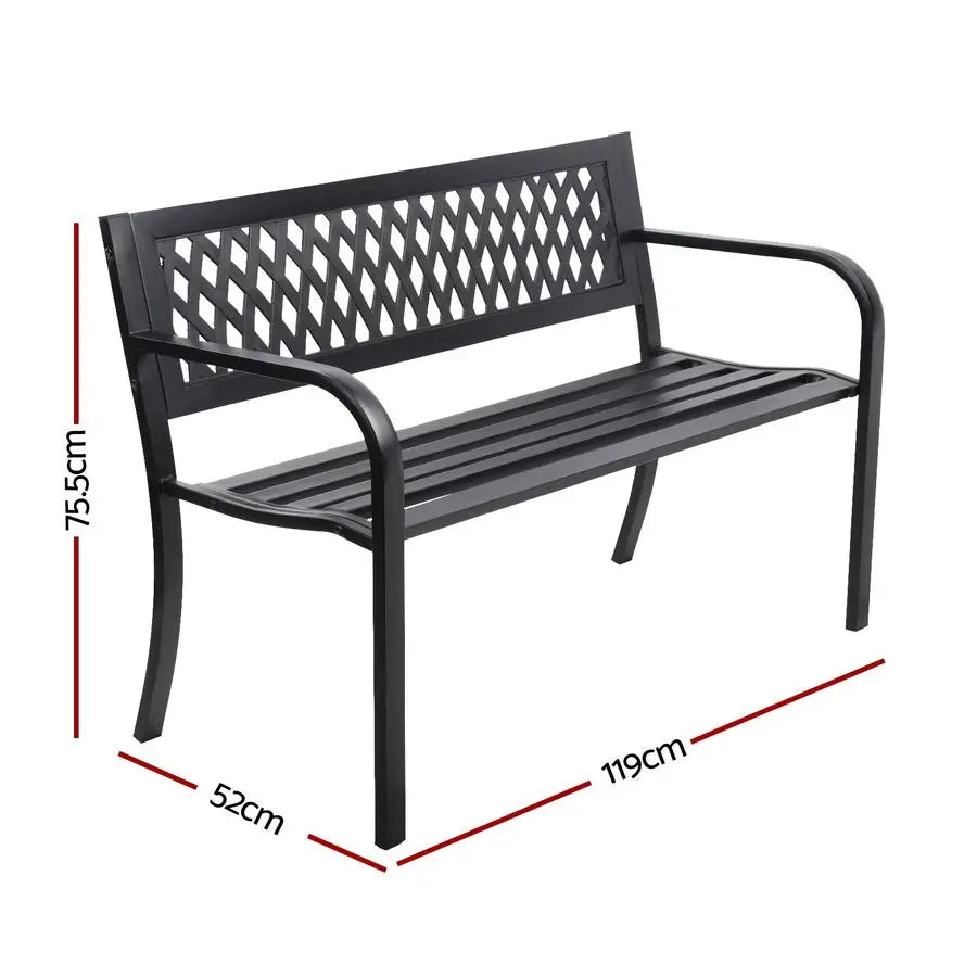 Garden Bench Outdoor Patio Bench Yard Bench 119cm Lounge and Dining Bench for Patio, Porch & Backyard Black 119x52x75.5