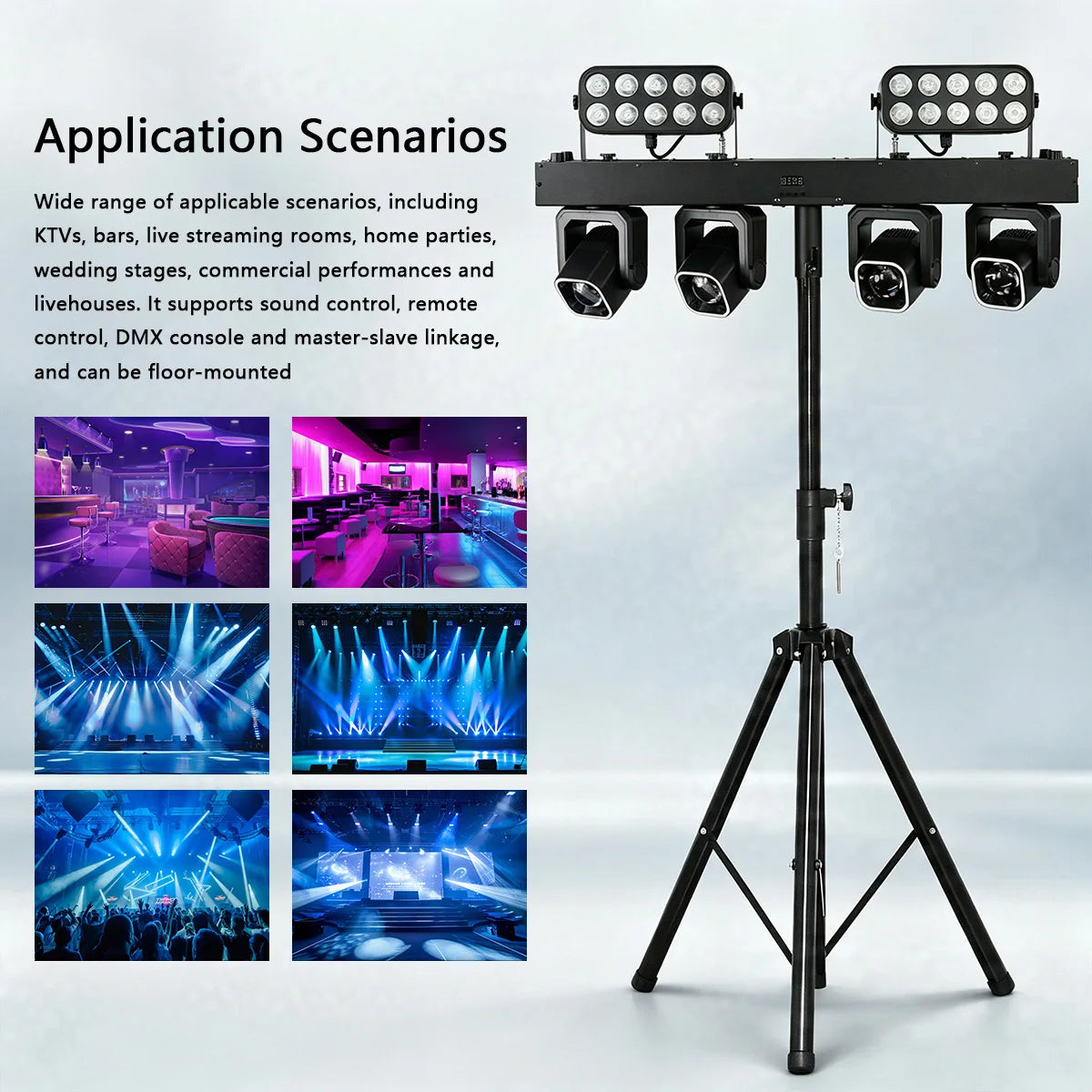 400W LED Stage Light RGBW DMX512 DJ Club Event Lighting Sound Activated Dimming Party Lamp 100-240V AU Plug 195x75.5cm