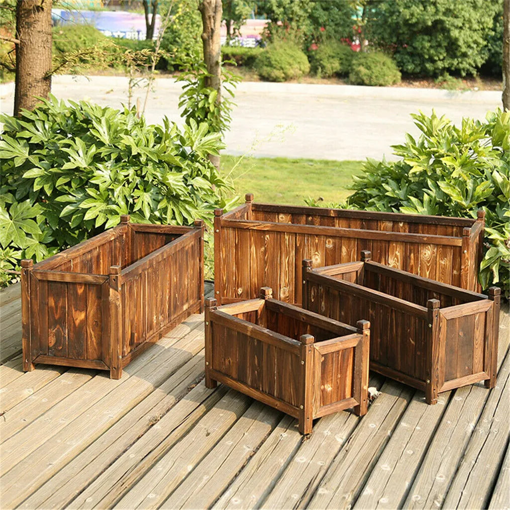 Wooden Raised Garden Bed Planter Box Flower Bed Elevated Garden Bed Raised Planter 90 x 30 x 34 cm Dark Brown