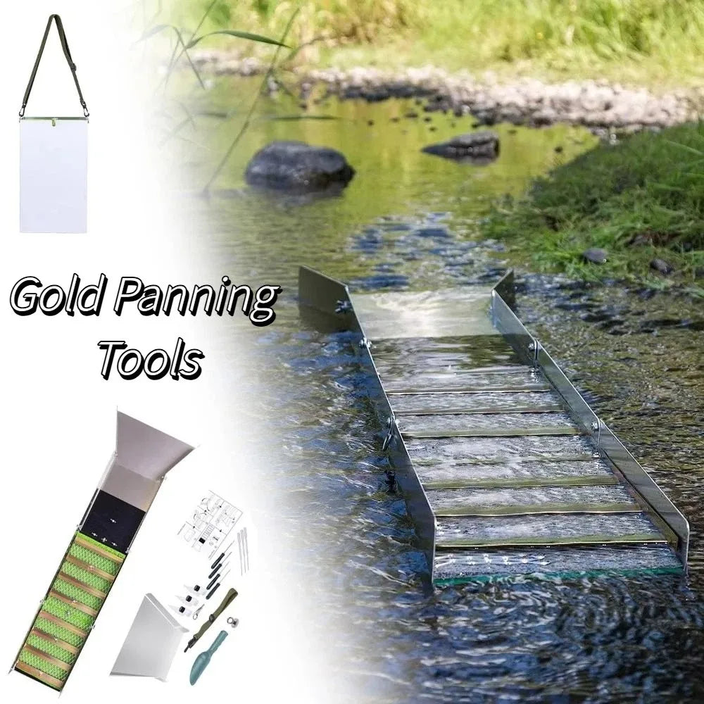Portable Folding Gold Sluice Box Lightweight Aluminium Alloy Gold Panning Equipment Silver 127x35x23cm