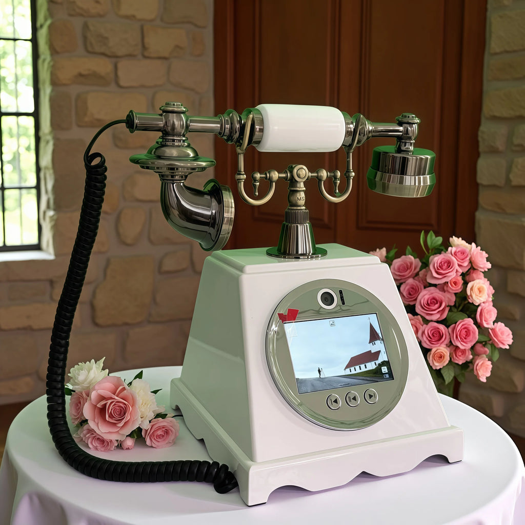 Voice Recorder Guestbook Retro Audio Recording Telephone for Weddings, Anniversaries and Family Events Pearl White