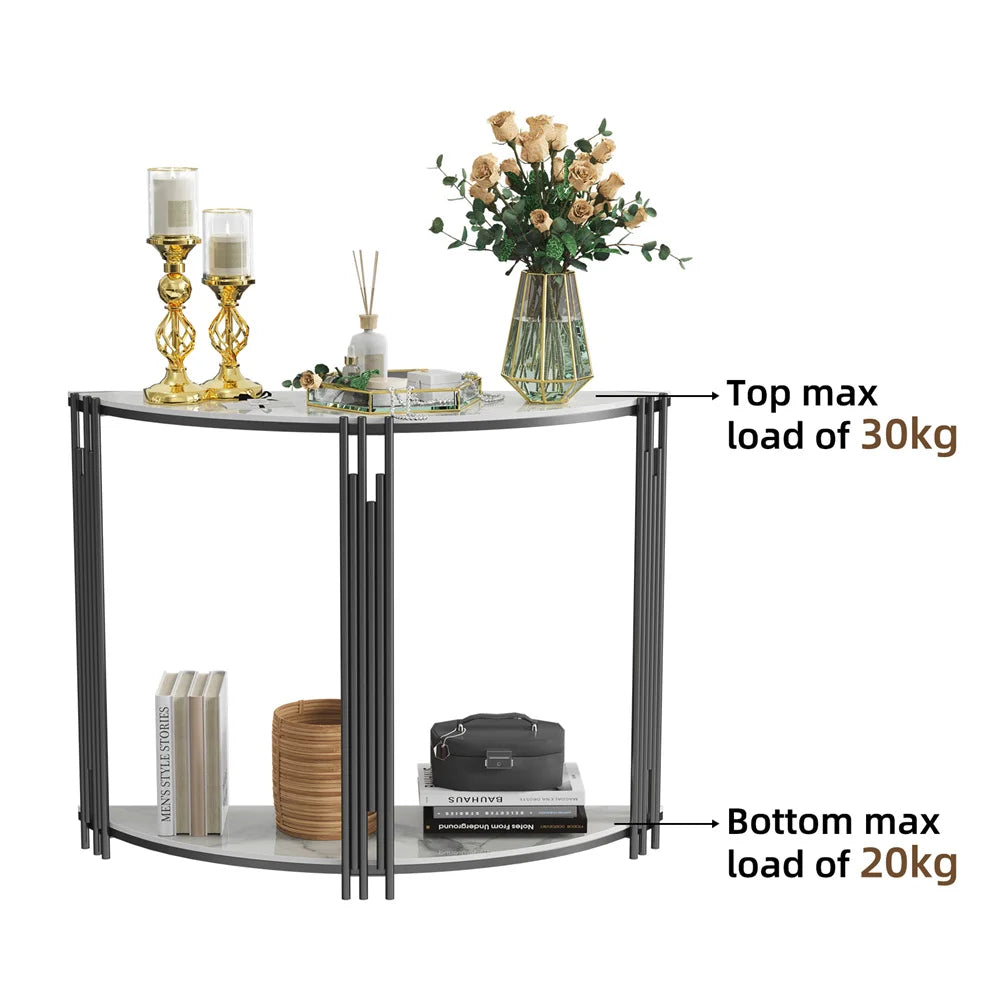 Console Table Half Moon Sintered Stone Entryway Hall Table 100x30x78cm