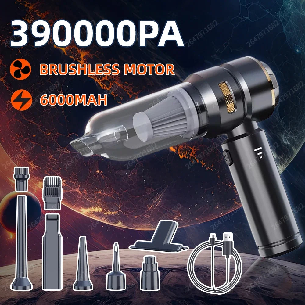 High Power Cordless Car Vacuum Cleaner Handheld Wireless Air Duster Brushless Motor Cleaning Machine Home Appliance Black