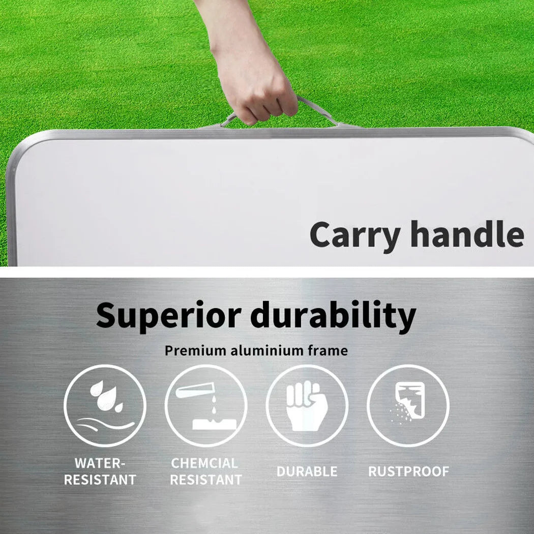 Folding Camping Table Portable Aluminium Picnic Table Foldable Outdoor BBQ Desk Silver 120x60x70cm