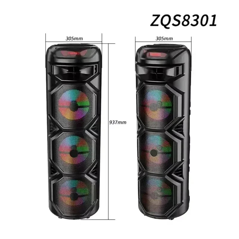 Bluetooth Party Speaker 40W Wireless Karaoke Sound System with LED Lights and Three Drivers