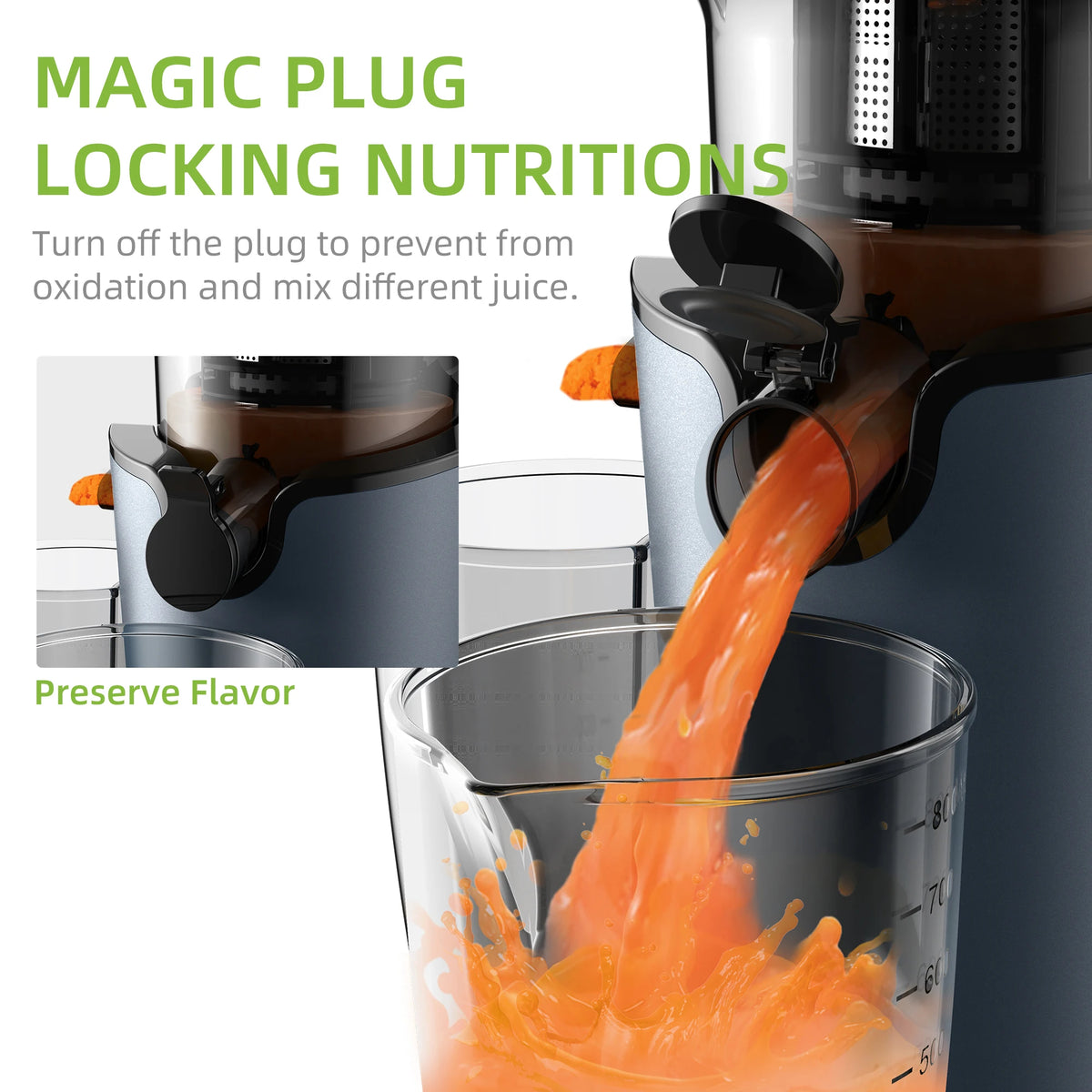 Cold Press Juicer SJ-017 200W Slow Masticating Juice Extractor 78mm Feed Chute 40-65RPM Motor Whole Fruit Juicer AU