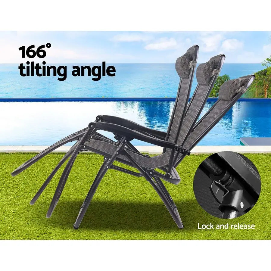 Zero Gravity Chair Portable Foldable Reclining Lounge chair For Outdoor, Camping, Beach Grey  94 x 66cm