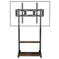 Mobile TV Stand with Shelves and Wheels Height Adjustable TV Cart for 40-100 Inch TVs Black and Wood 62x50x139cm