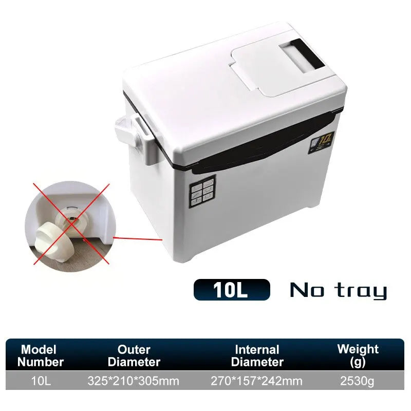 10L Fishing Cooler Box Tackle Storage Case Outdoor Fish Tank Gear Box with Air Holes Window Cover Portable 32.5 × 21 × 30.5cm