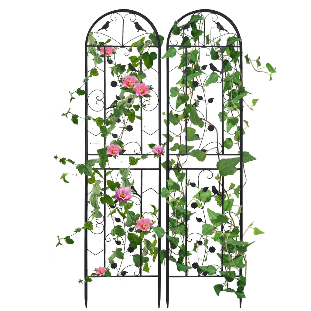 Garden Trellis Set of 2 Outdoor Privacy Trellis Climbing Plant and Vine Support For Vegetables and Flowers 50x210cm Black
