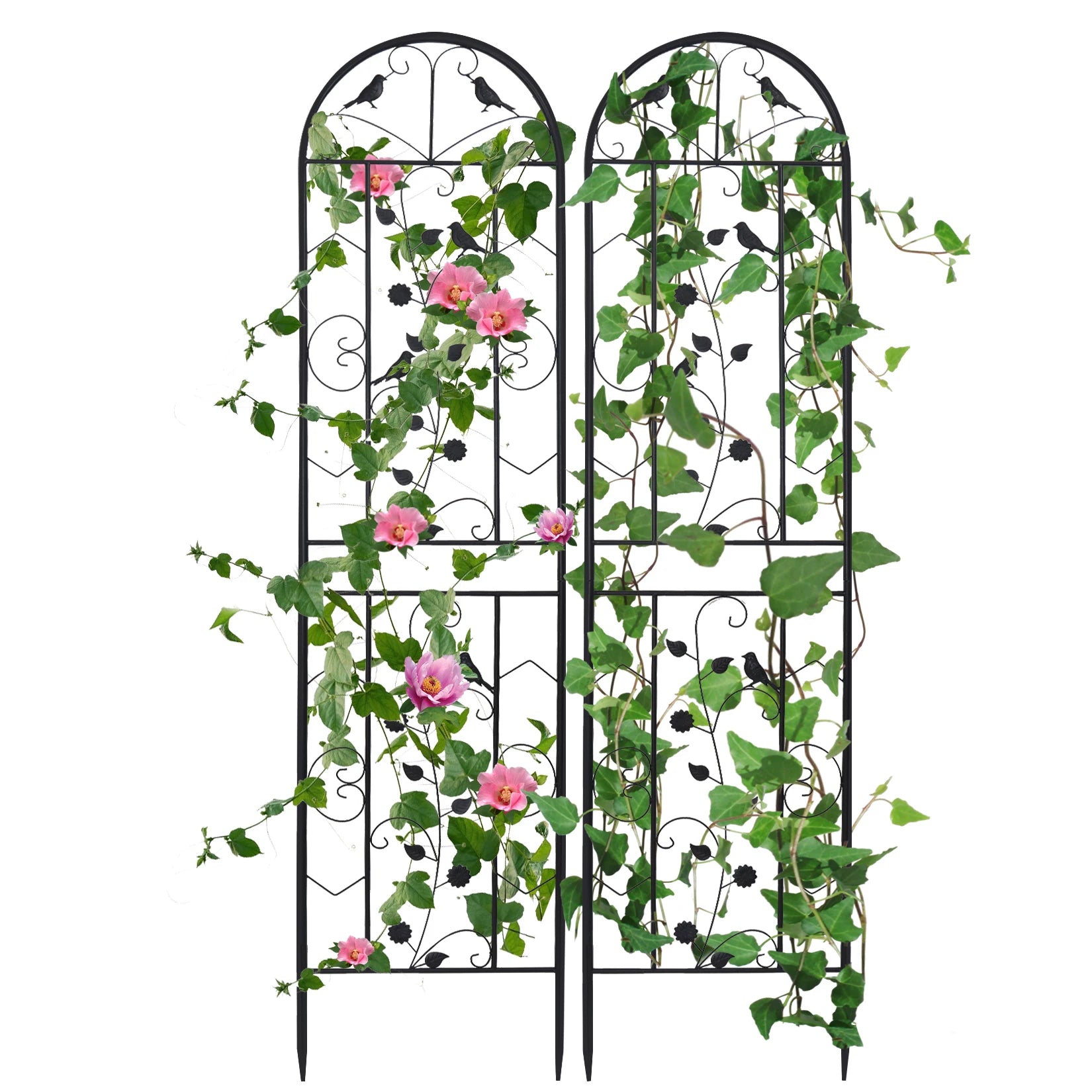 Garden Trellis Set of 2 Outdoor Privacy Trellis Climbing Plant and Vine Support For Vegetables and Flowers 50x210cm Black