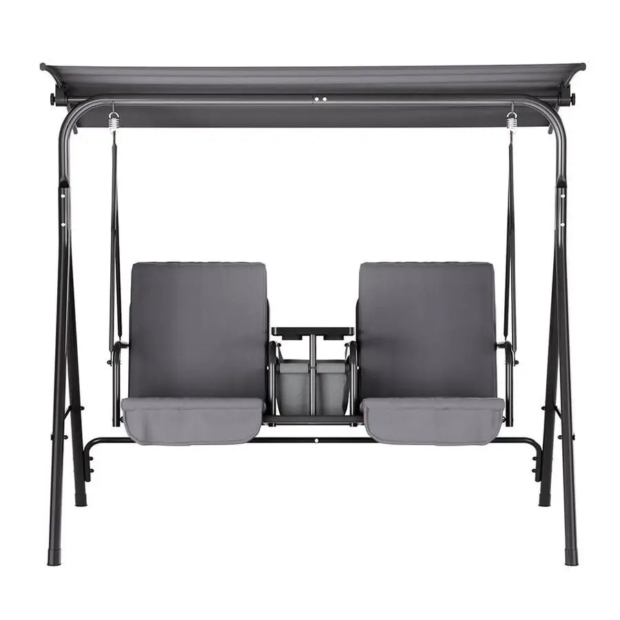 2-Seater Swing Chair Hanging Bench Porch Swing Swing Seat For Patios, Gardens and the verandah Grey 174x110x154cm