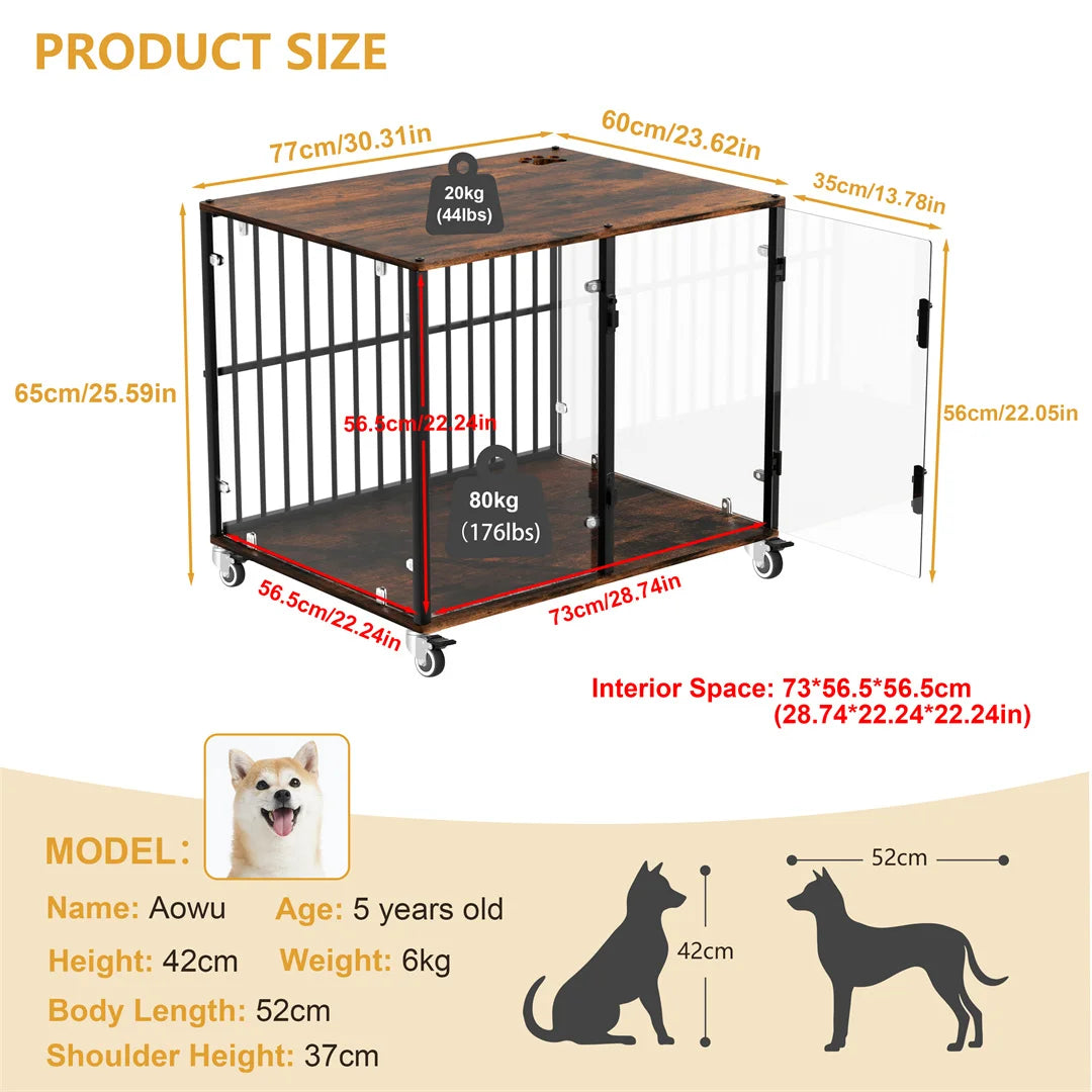 Dog Kennel Welded Metal Playpen Large Animal Cage for Outdoor And Indoor Use Pet 77x60x65cm