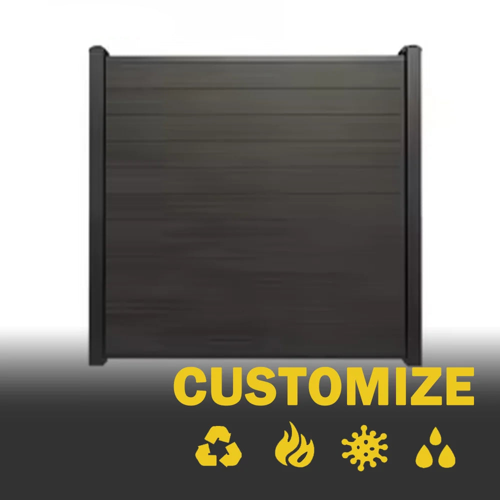 WPC Garden Fence Panel with Aluminum Frame UV Resistant Easy Installation
