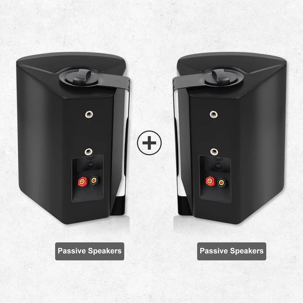 Outdoor Wall Mount Speakers 300W Waterproof Passive Wired Audio System 2 Pack Black 24.3x18.5x16.7cm