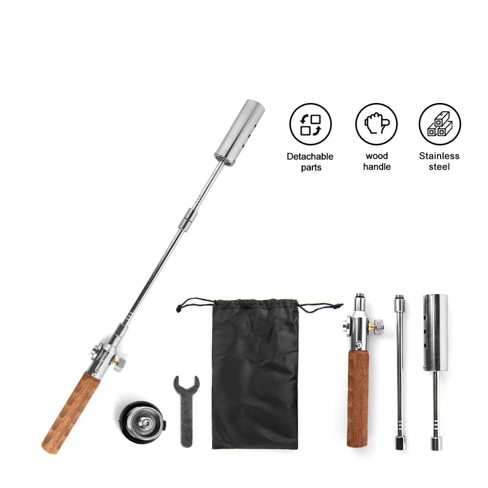 Long Handle Stainless Steel Outdoor Fire Starter Detachable Portable BBQ Camping Ignition Tool Easy Carry 57.5cm