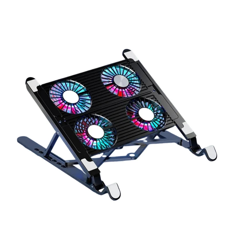Foldable Laptop Cooling Pad Stand Adjustable Notebook Cooler Base with Four Fans Portable Support for 33-44cm Laptop Black